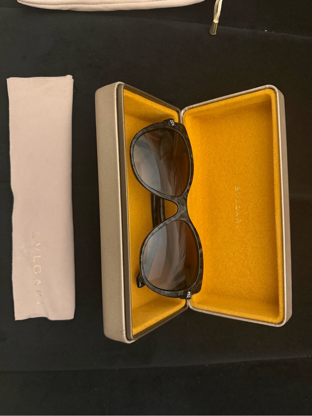 Bulgari Black Frame Sunglasses with Brown Lenses